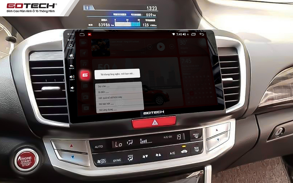 Màn hình ô tô Gotech cho xe Honda Accord 2014-2019 ra lệnh giọng nói thông minh