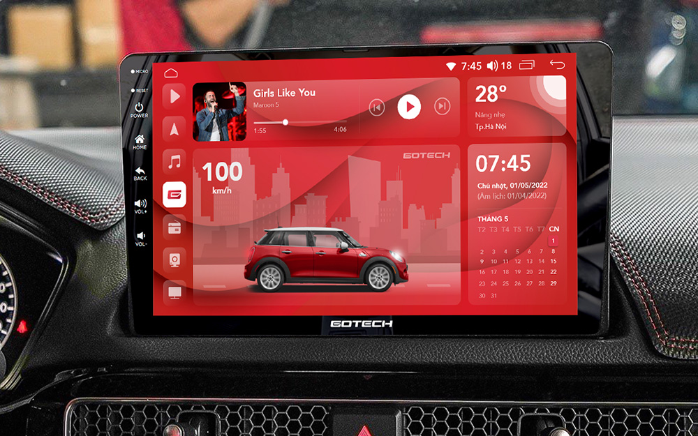 Màn hình ô tô Gotech cho xe Honda Civic 2022-2023 giao diện màn hình đẹp mắt