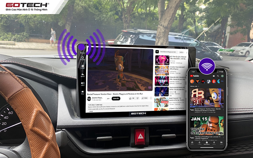 Màn hình ô tô Gotech cho xe Toyota Avanza phát wifi cho các thiết bị khác trên xe