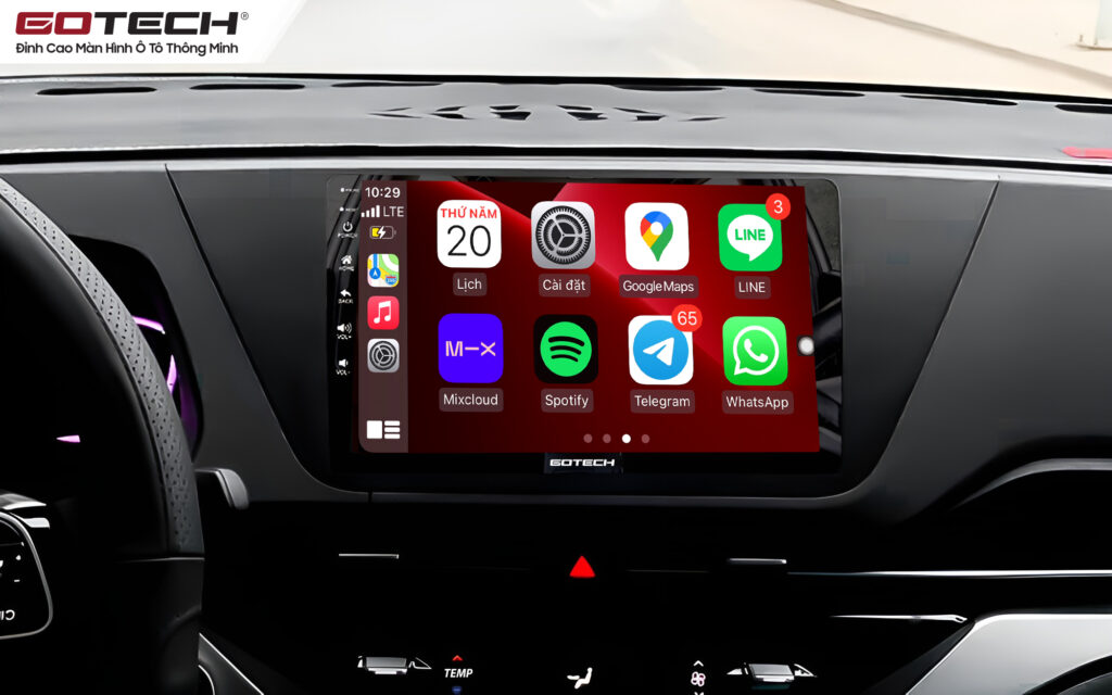 Màn hình ô tô GOTECH cho xe Kia Carens 2023 hỗ trợ kết nối Apple Carplay