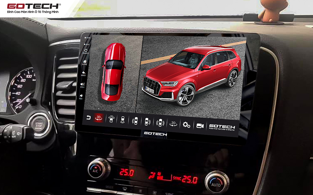 Kết nối với camera trên màn hình android GOTECH cho xe Mitsubishi Outlander 2020