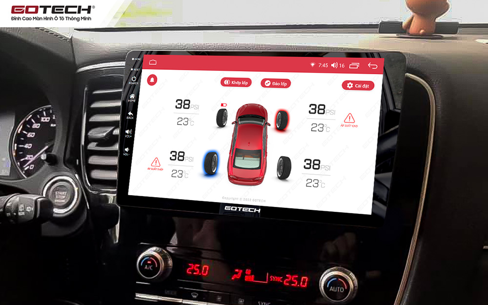 Kết nối cảm biến áp suất lốp trên màn hình ô tô thông minh GOTECH cho xe Mitsubishi Outlander 2020