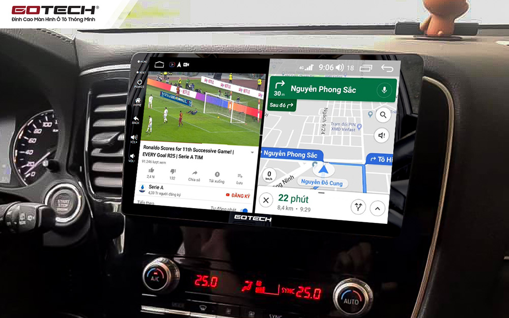 Giao diện màn hình đa diện trên màn hình GOTECH cho xe Mitsubishi Outlander 2020