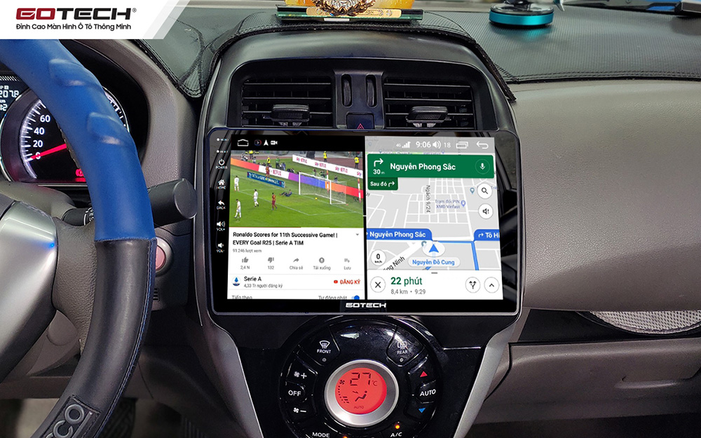 Chạy đa nhiệm ứng dụng mượt mà trên màn hình ô tô GOTECH cho xe Nissan Sunny 2018 - 2022
