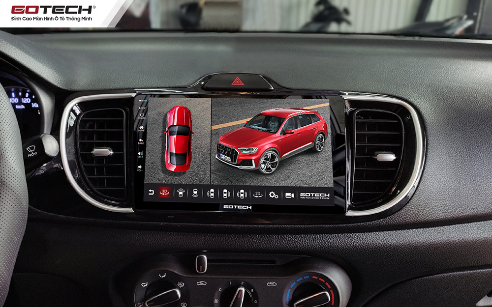 Kết nối với camera 360 trên màn hình android GOTECH cho xe Kia Soluto