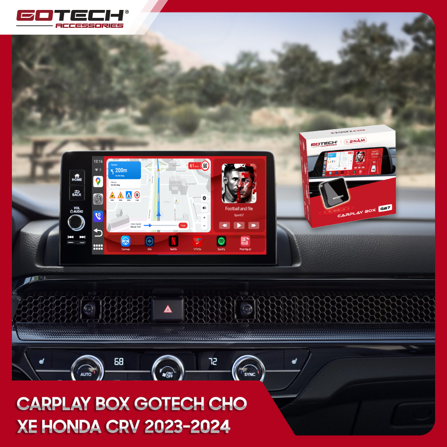 Android Box GOTECH cho xe Honda CRV 2023-2024