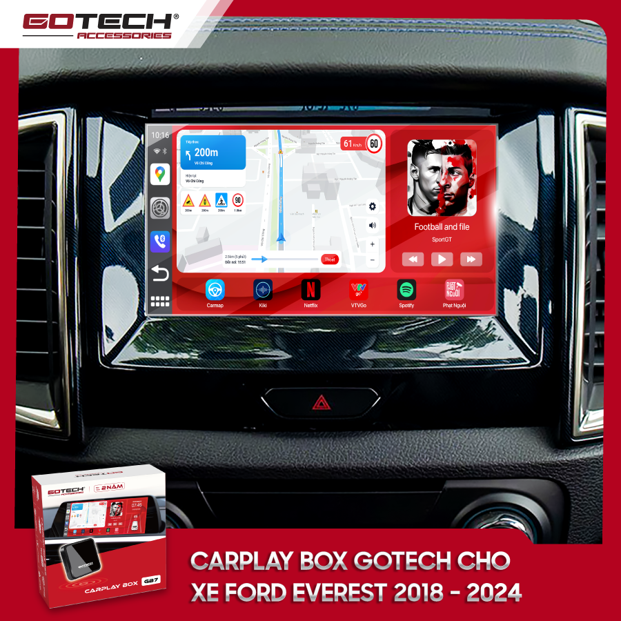 Android Box GOTECH cho xe Ford Everest 2018-2024