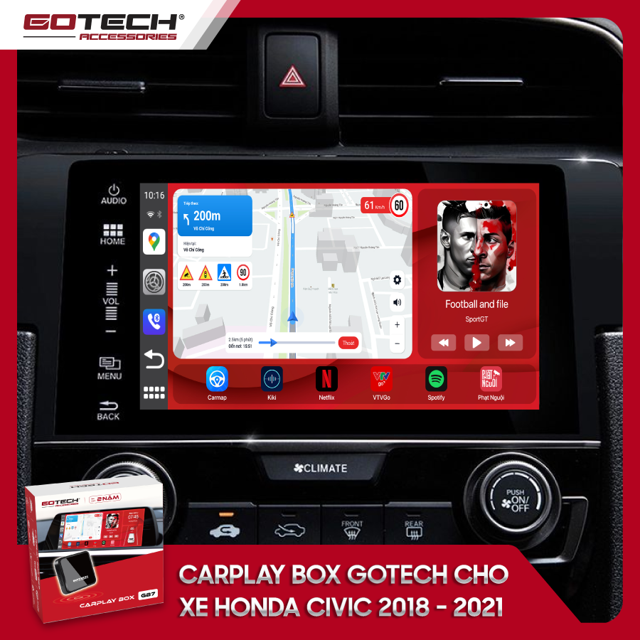 Android Box GOTECH cho xe Honda Civic 2018-2021