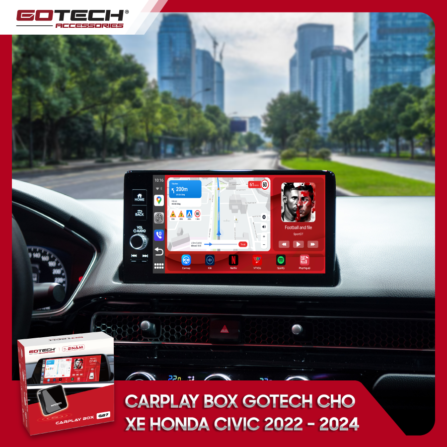 Android Box GOTECH cho xe Honda Civic 2022-2024