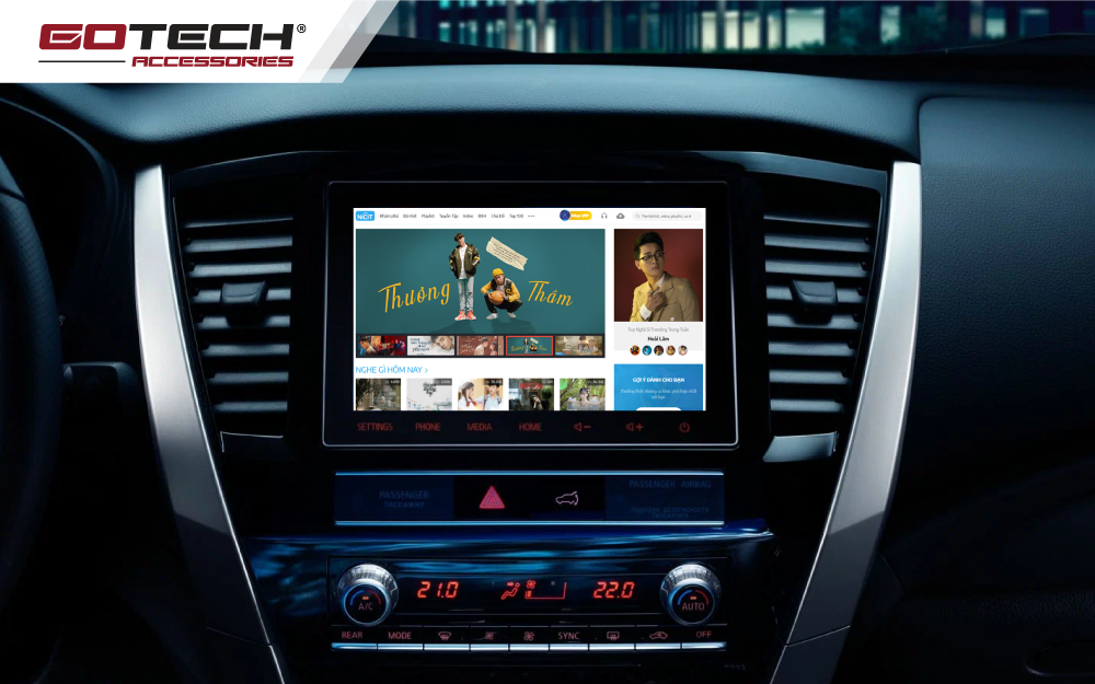Android Box GOTECH cho xe Mitsubishi Pajero Sport 2020 - 2024 giải trí thả ga