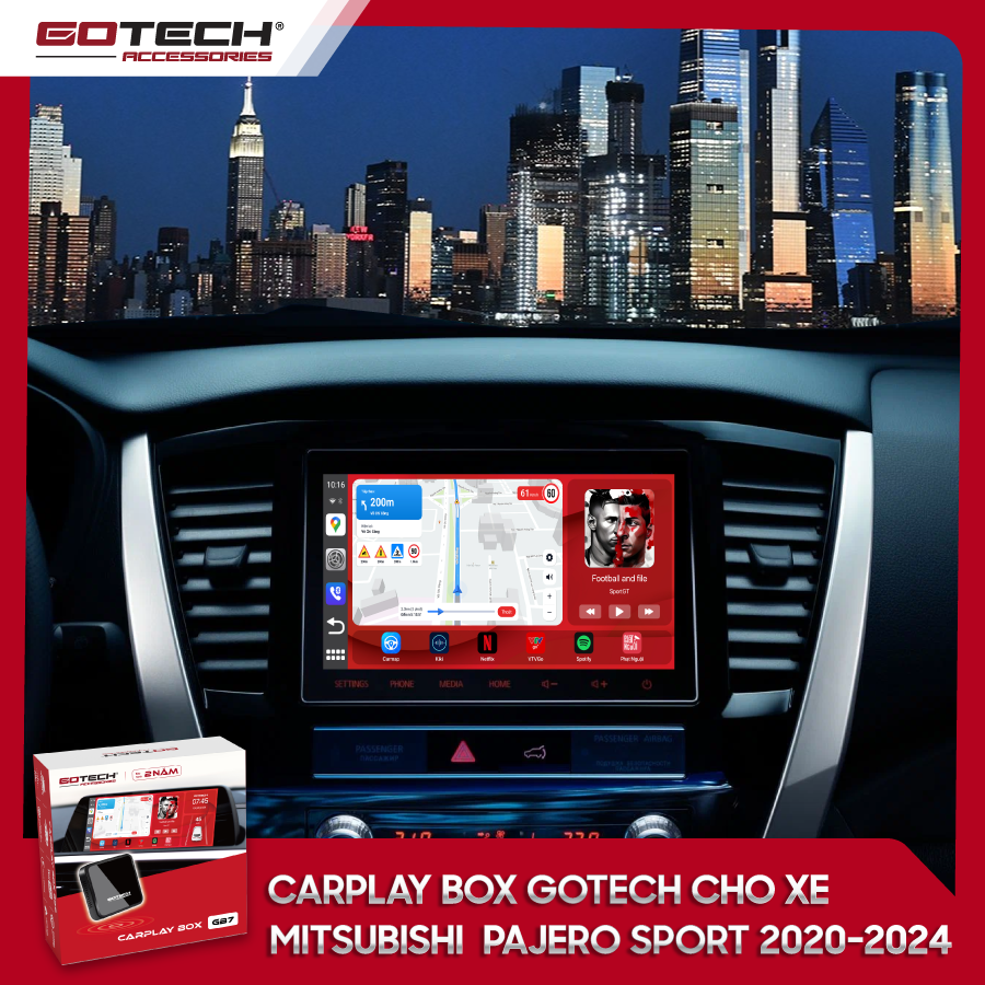 Android Box GOTECH cho xe Mitsubishi Pajero Sport 2020 – 2024