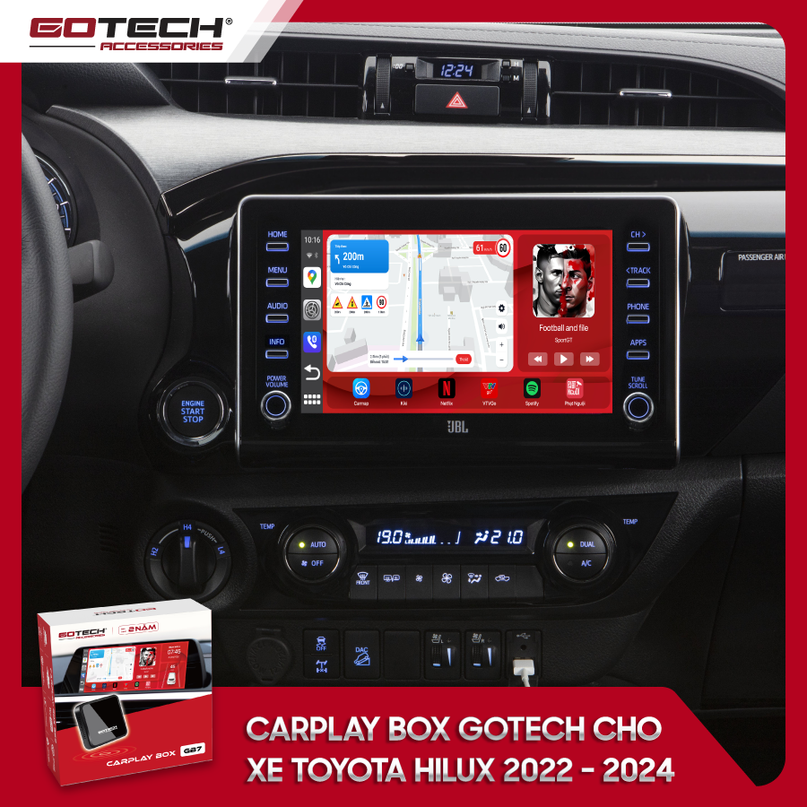 Android Box GOTECH cho xe Toyota Hilux 2022 – 2024