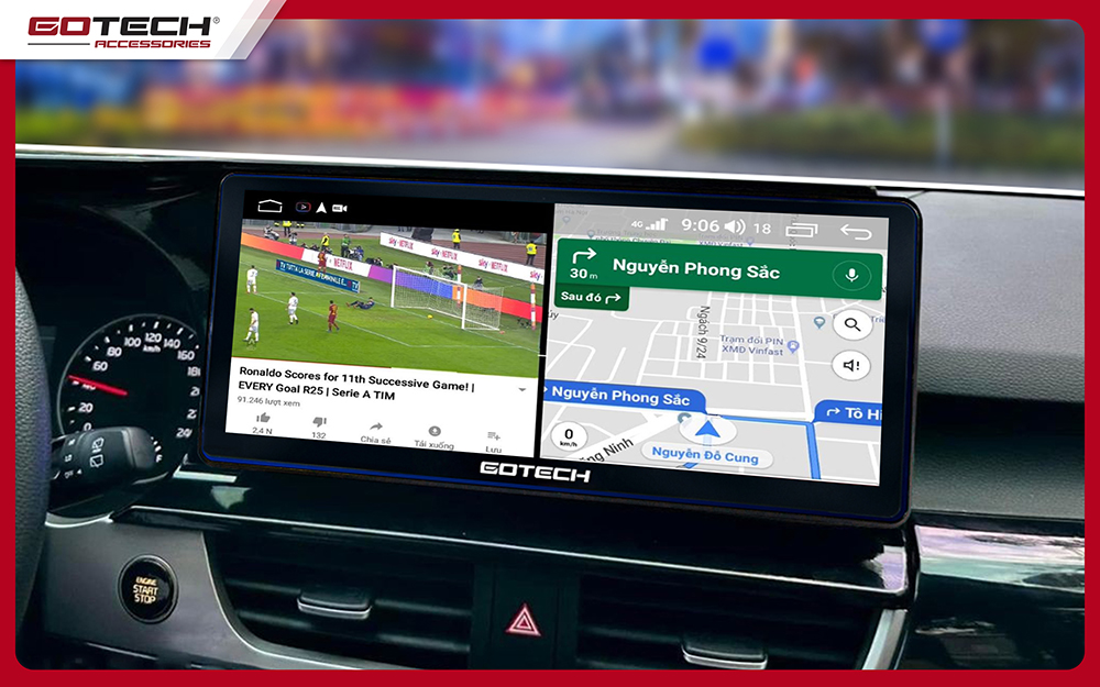 Màn hình Android ô tô cho xe Kia Seltos chia đôi màn hình chạy đa nhiệm ứng dụng mượt mà