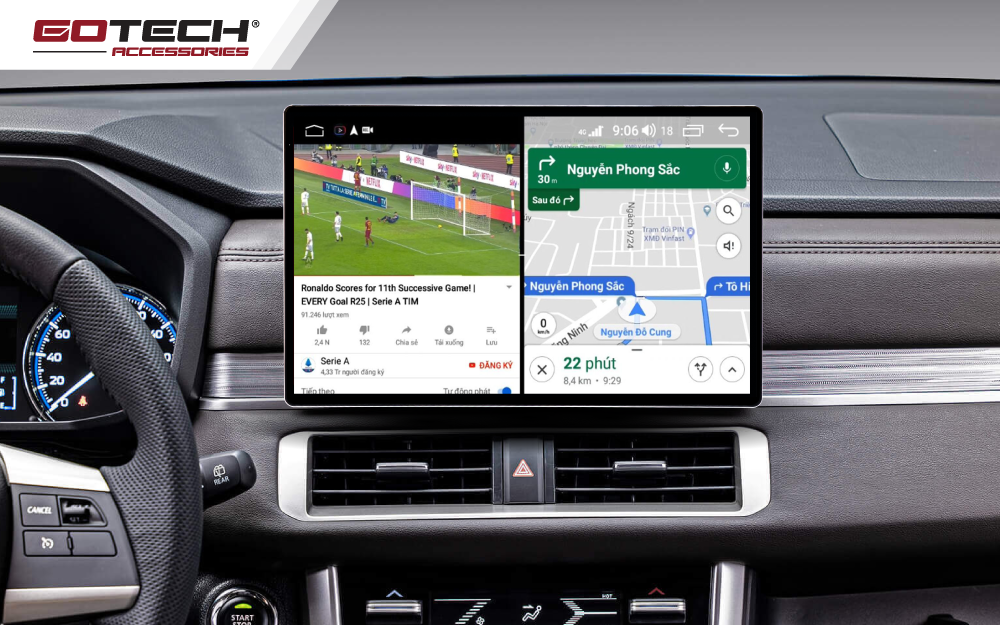 Màn hình Android ô tô cho xe Xpander chia đôi màn hình chạy đa nhiệm ứng dụng mượt mà