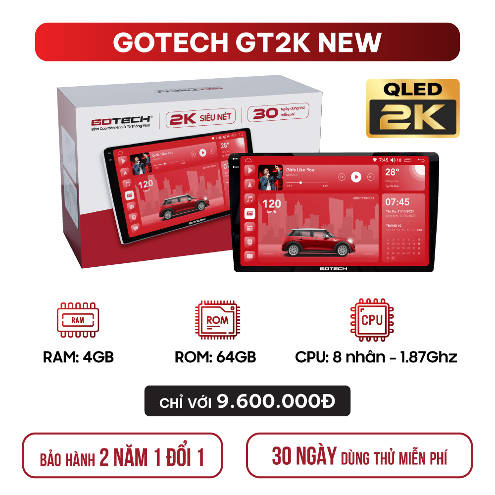 Màn hình ô tô thông minh Gotech GT2K New