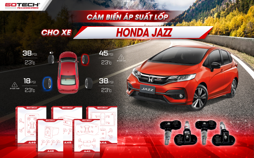 Hệ thống cảm biến áp suất lốp cho xe Honda Jazz