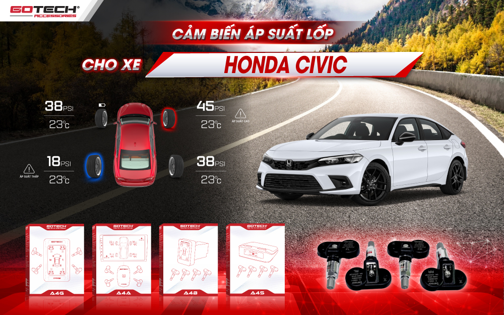 Tổng quan cảm biến áp suất lốp cho xe Honda Civic