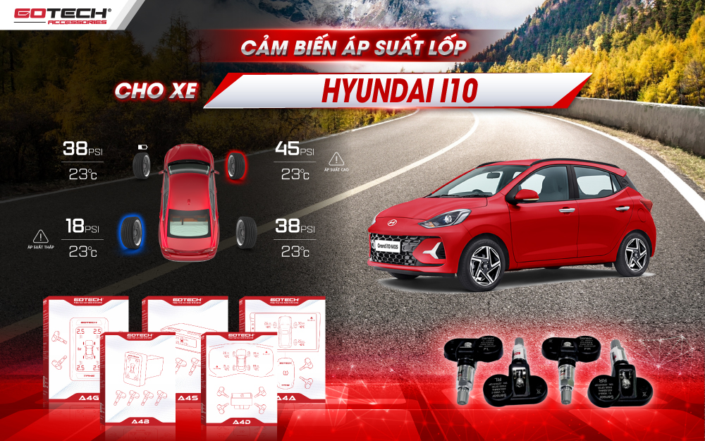 Cảm biến áp suất lốp cho xe Hyundai i10 - Gotech