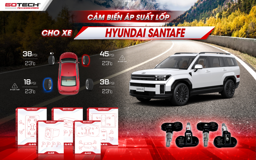 Lý do cần lắp cảm biến áp suất lốp cho xe Hyundai Santafe