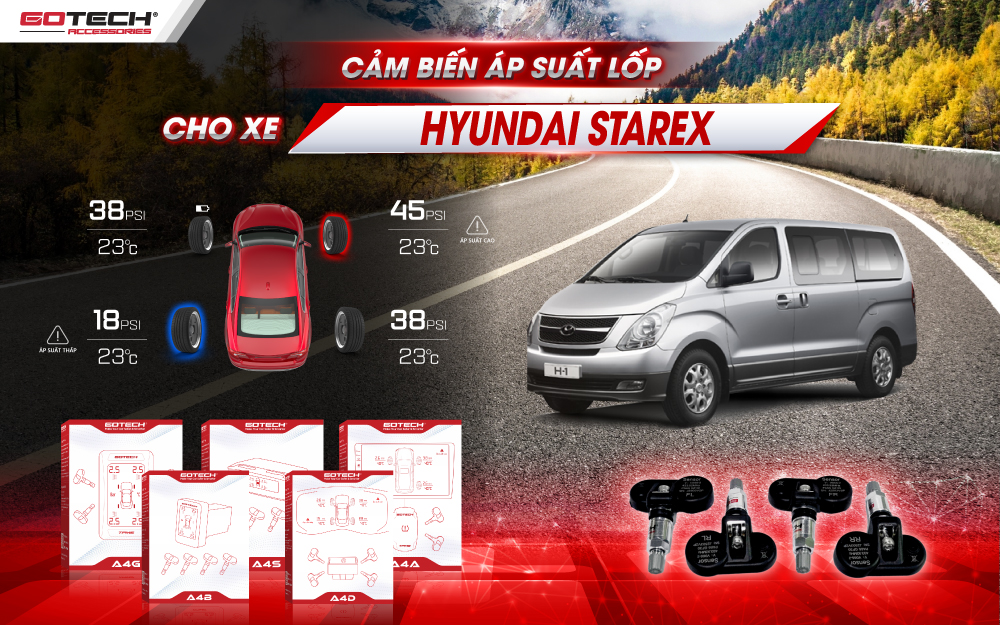 Lắp cảm biến áp suất lốp cho xe Hyundai Starex