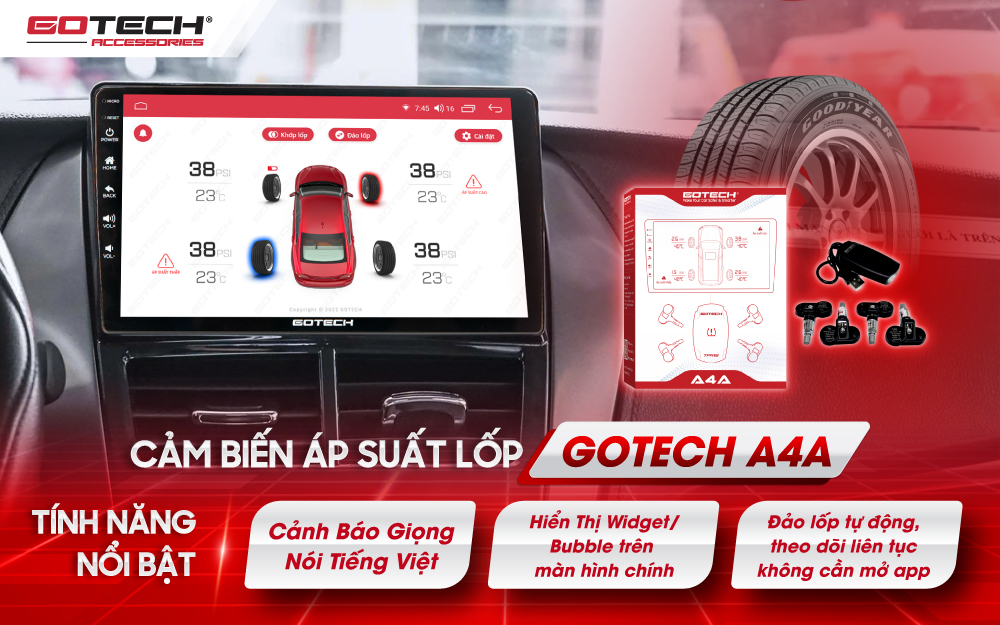 Cảm biến áp suất lốp Hyundai Custin tích hợp màn hình Android