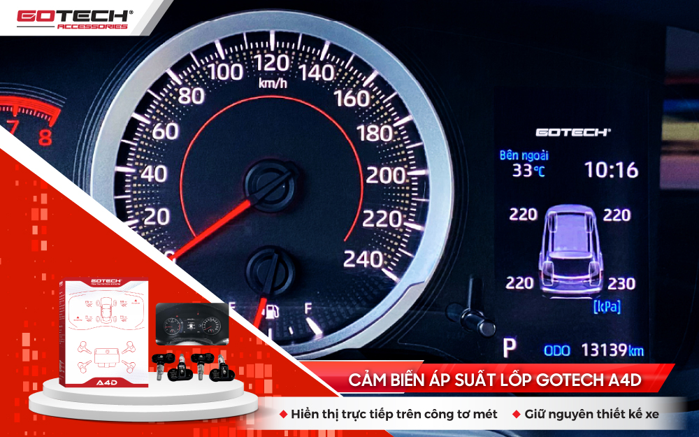 Cảm biến áp suất lốp cho xe Mazda 2 hiển thị thông số lên ODO