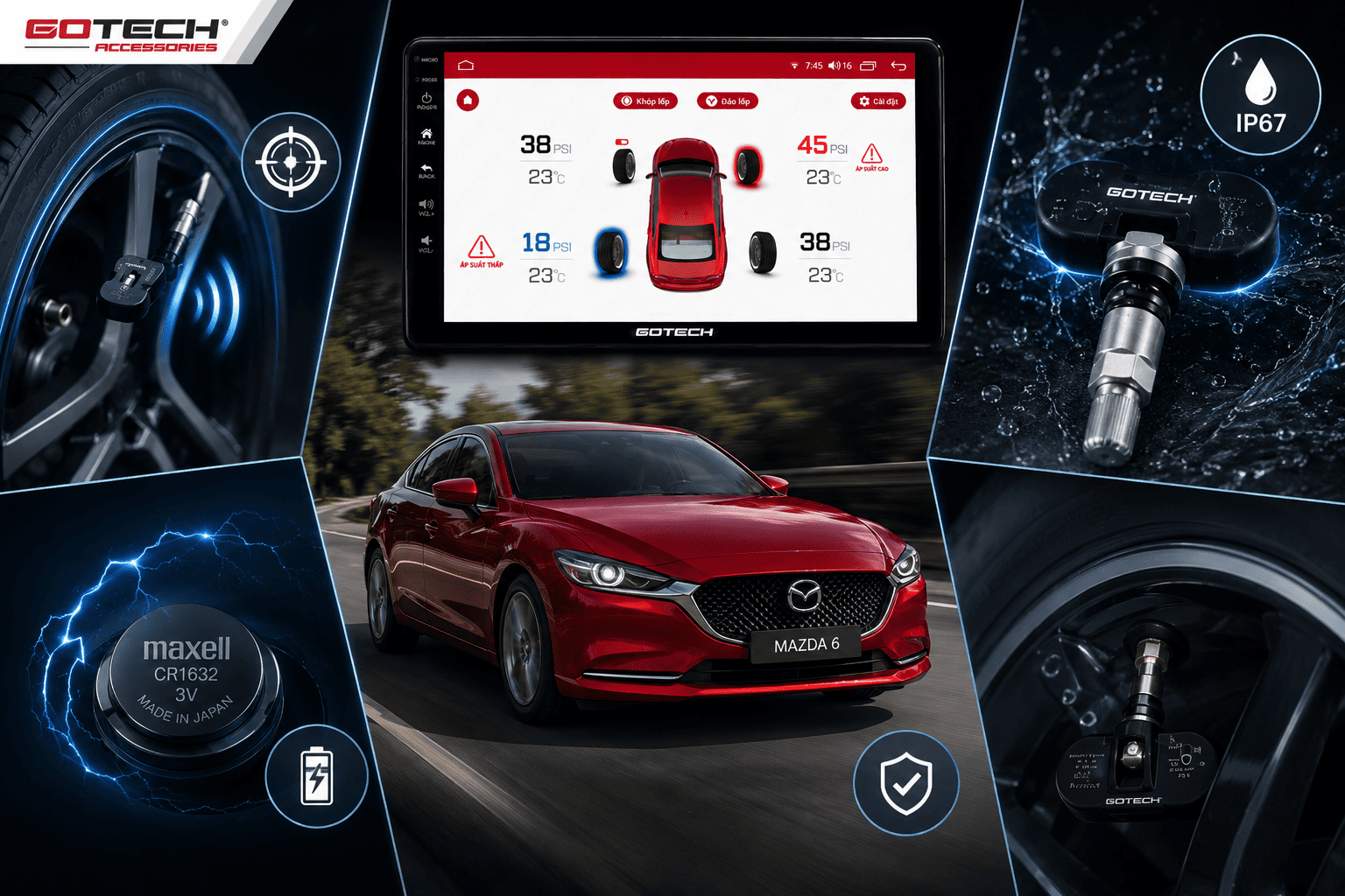Công nghệ nổi bật của cảm biến áp suất lốp cho xe Mazda 6