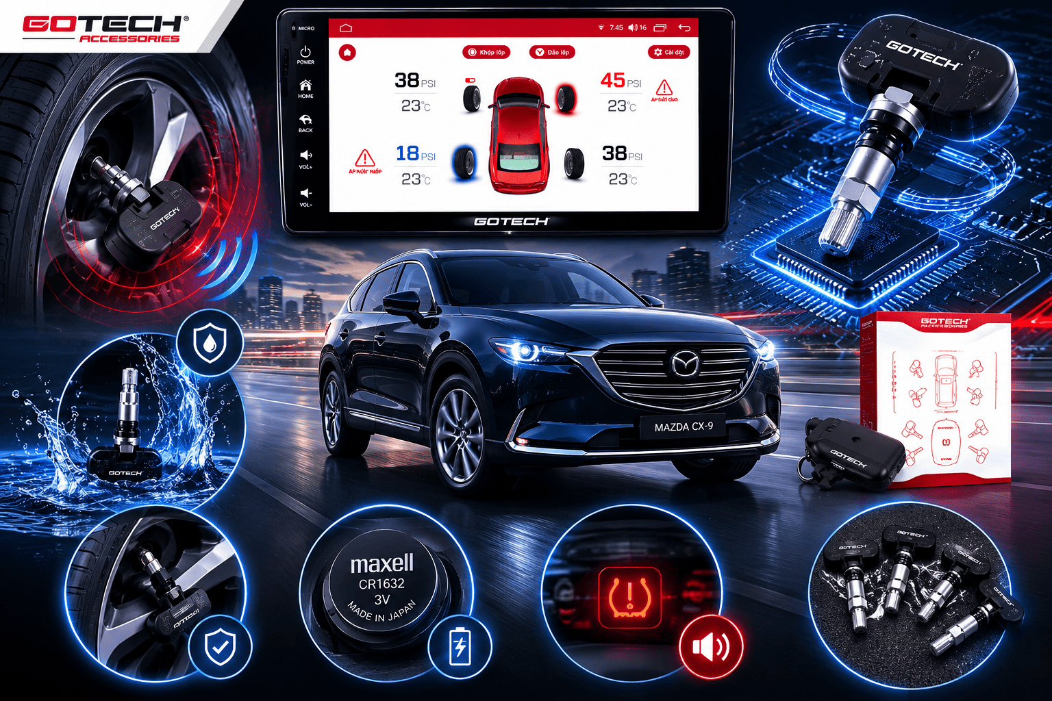 Công nghệ nổi bật của cảm biến áp suất lốp cho xe Mazda CX-9