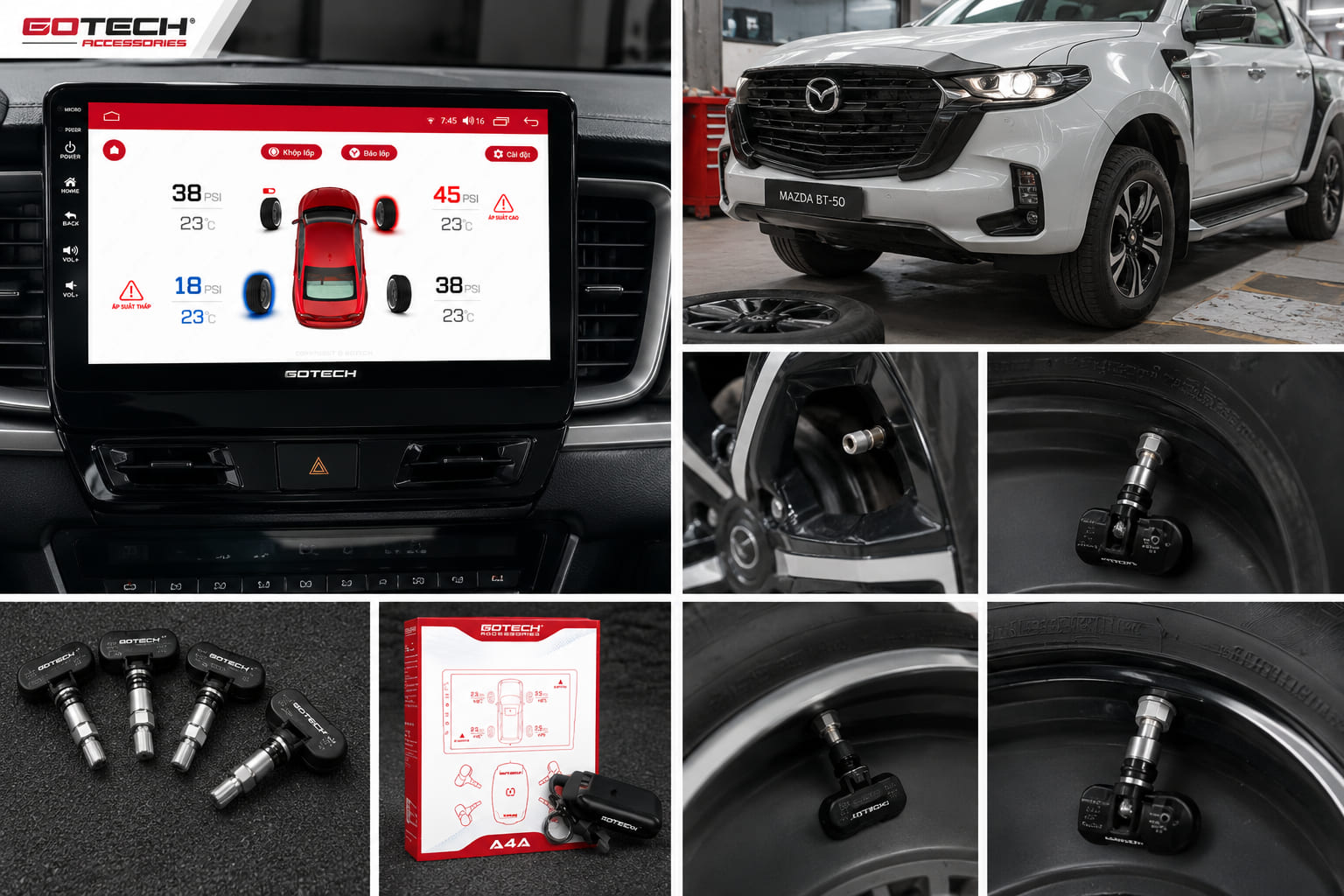 Hình ảnh thực tế quy trình lắp cảm biến áp suất lốp cho xe Mazda BT-50