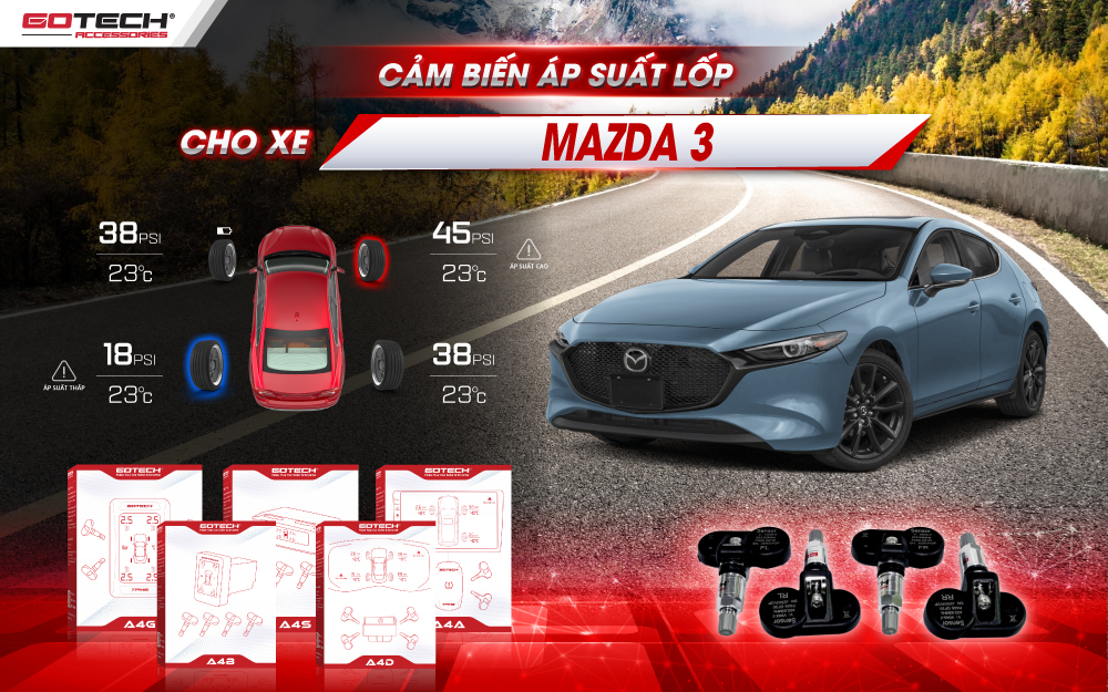 Lợi ích khi trang bị cảm biến áp suất lốp cho xe Mazda 3