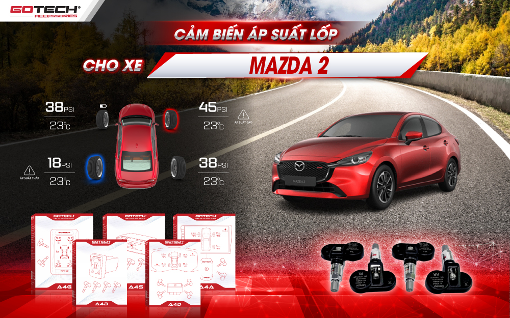 Lợi ích khi trang bị cảm biến áp suất lốp cho xe Mazda 2