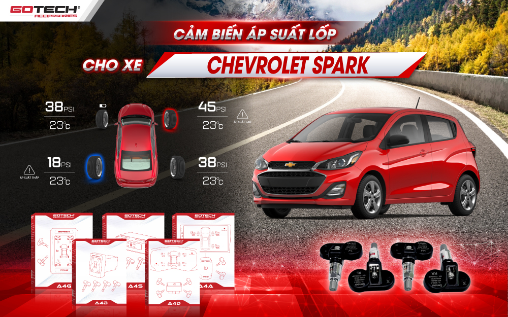 Lắp cảm biến áp suất lốp cho xe Chevrolet Spark an toàn hơn khi vận hành
