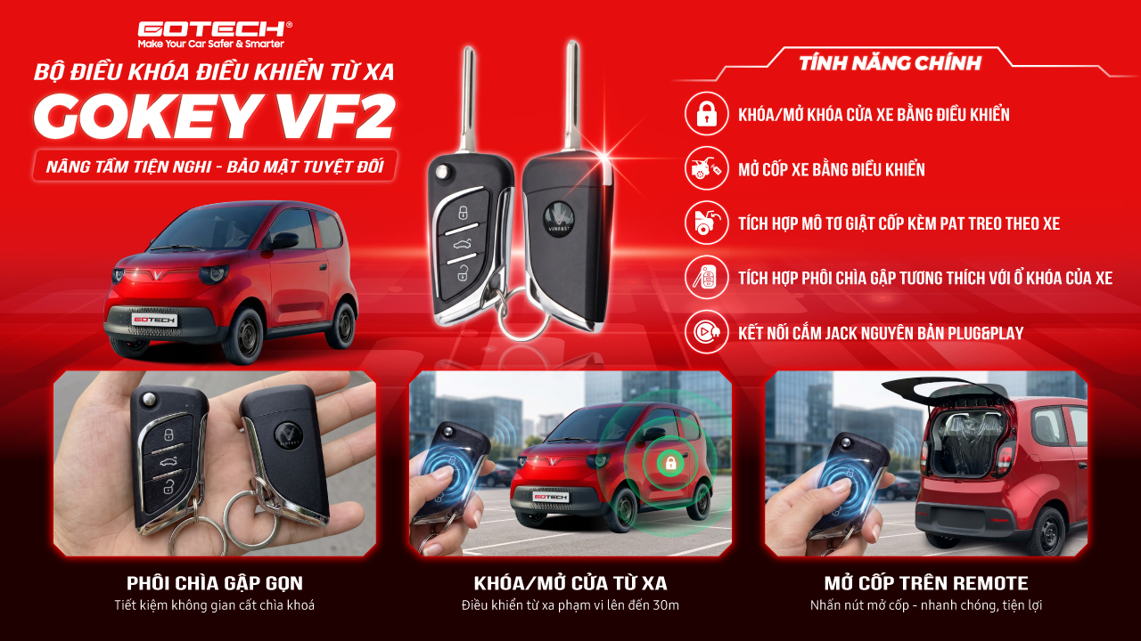 Chìa khoá tự động xe Gotech Gokey VF2